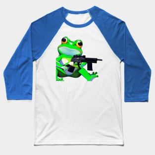 Meme Frog with Gun Baseball T-Shirt